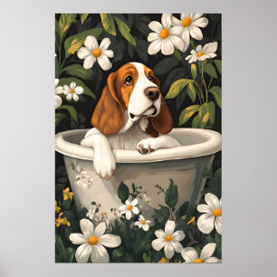 Basset Hound In Badewanne Poster, Lustiges Hundepo Poster