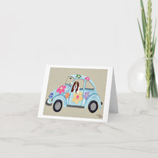Basset Hound in Hippie-Auto Einladung