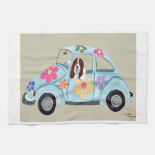 Basset Hound in Hippie-Auto Geschirrtuch