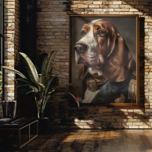 Basset Hound in Napoleon-Kostüm Poster