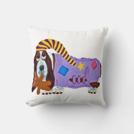 Basset Hound in PJs with teddy bear Kissen