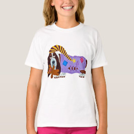 Basset Hound in PJs with teddy bear T-Shirt