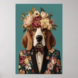 Basset Hound In Suit Poster, Basset Hound Poster
