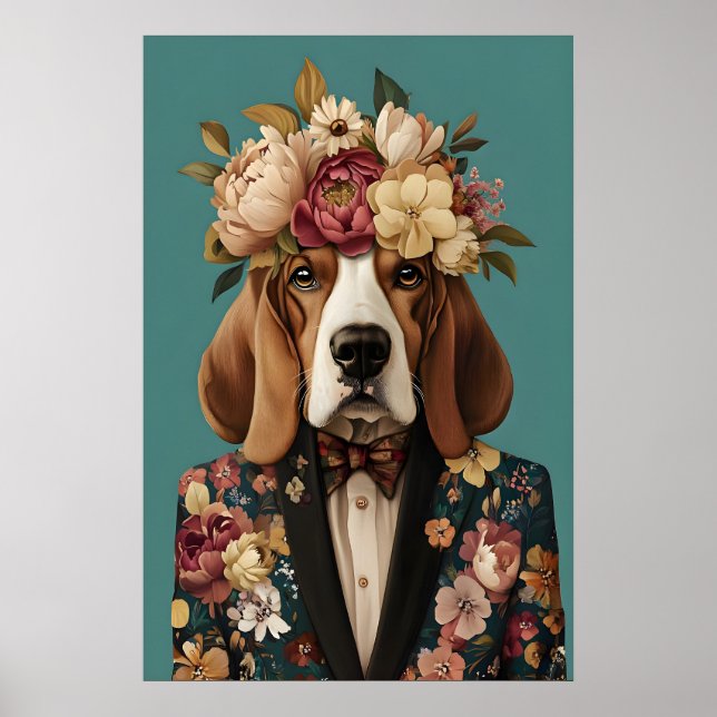 Basset Hound In Suit Poster, Basset Hound Poster (Vorne)