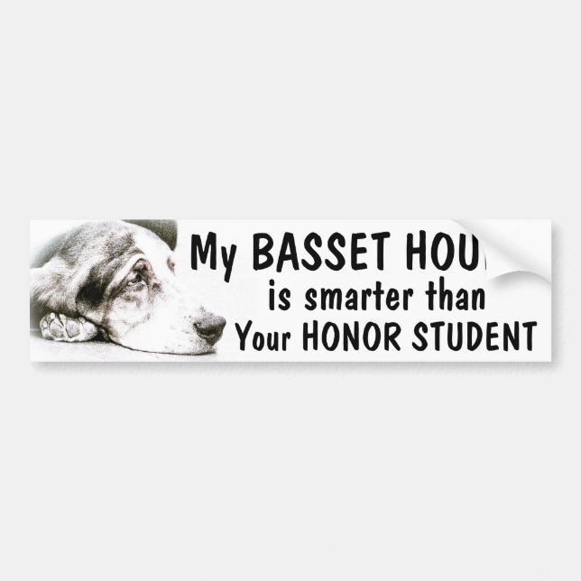 Basset Hound - intelligenter als Ehrenstudent - Autoaufkleber (Vorne)