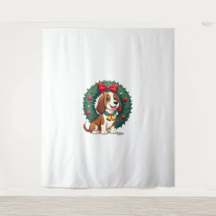 Basset Hound Jingle Bells Hund Wandteppich