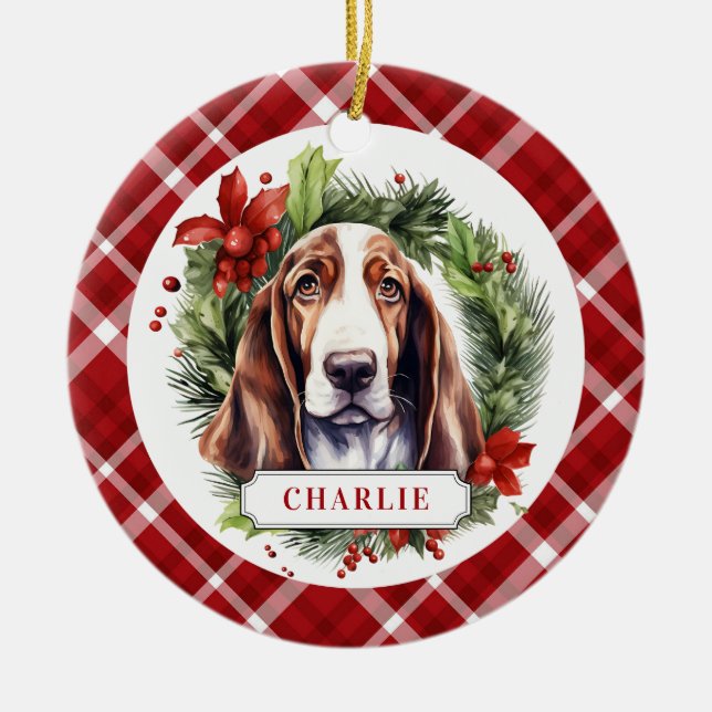 Basset Hound Keramik Circle Ornament (Vorne)
