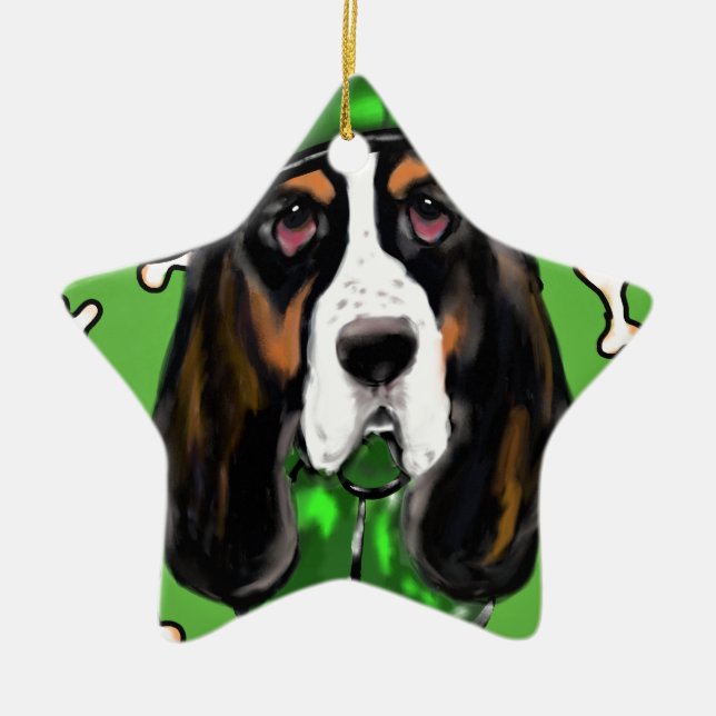 Basset Hound Keramik Ornament (Vorne)