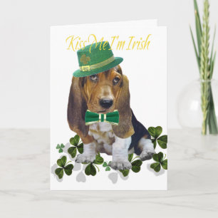 Basset Hound Kiss Me Ich bin irisch Karte