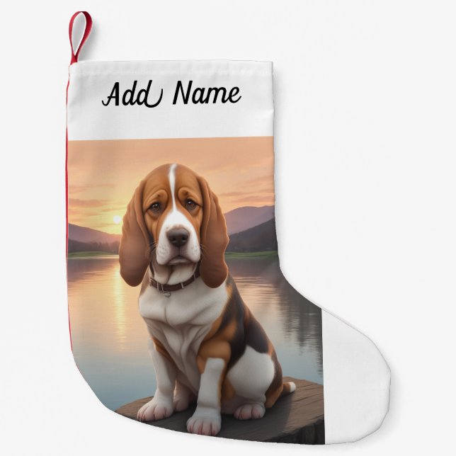 Basset Hound Kleiner Weihnachtsstrumpf (Vorderseite)