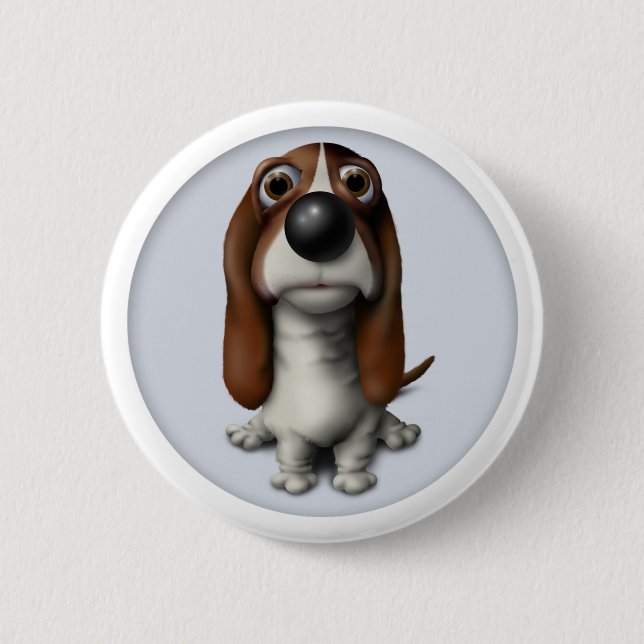 Basset Hound-Knopf BH1 Button (Vorderseite)