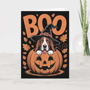 Basset Hound Kostüm auf Kürbis Halloween Basset H Karte