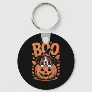 Basset Hound Kostüm auf Kürbis Halloween Basset H Schlüsselanhänger