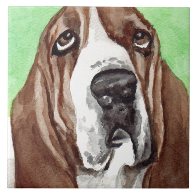 Basset Hound-Kunst-Fliesen Fliese (Vorderseite)