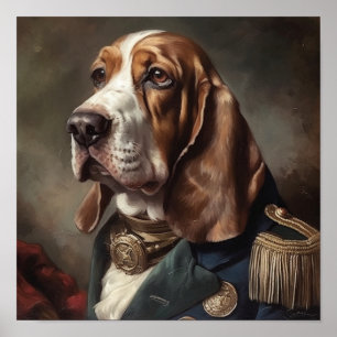 Basset Hound-Kunstposter im königlichen Militärsti Poster