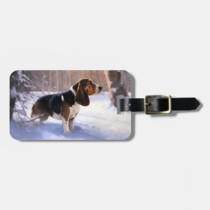 Basset Hound Lass es schneien Weihnachten Gepäckanhänger