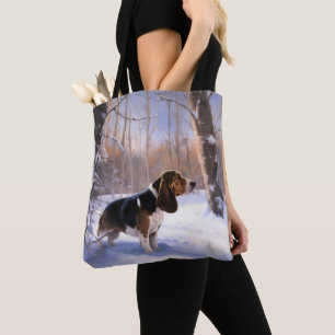 Basset Hound lassen es schneeweihen