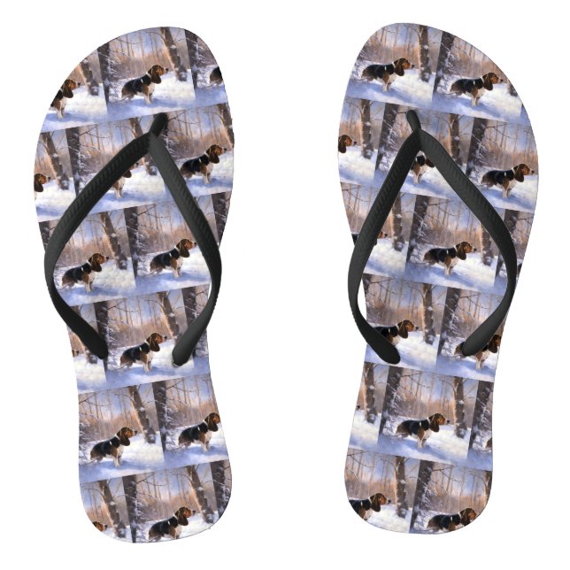 Basset Hound lassen es schneeweihen Flip Flops (Fußbett)