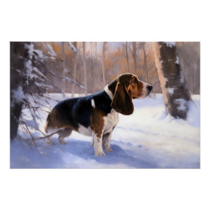 Basset Hound lassen es schneeweihen Poster