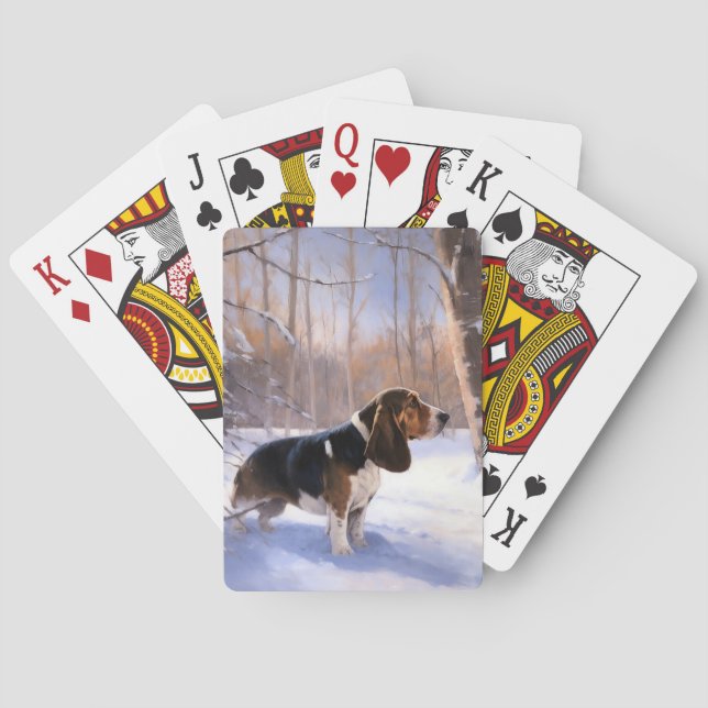 Basset Hound lassen es schneeweihen Spielkarten (Rückseite)