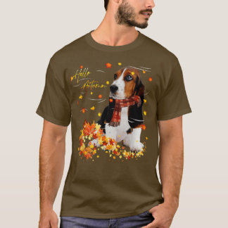 Basset Hound Leaf Fall Hallo Herbst für Hund Lover T-Shirt
