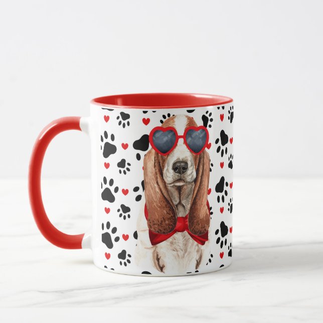 Basset Hound Liebe Funny Dog Lover Tasse (Links)