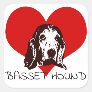 Basset Hound-Liebe Quadratischer Aufkleber