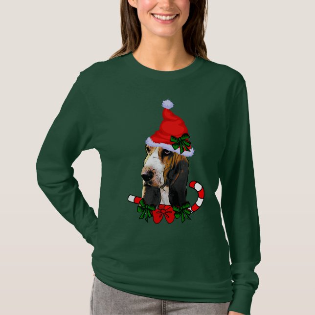 Basset Hound Liebhaber Weihnachten T-Shirt (Vorderseite)