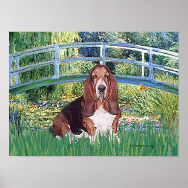 Basset Hound - Lily Pond Bridge Poster (Vorne)