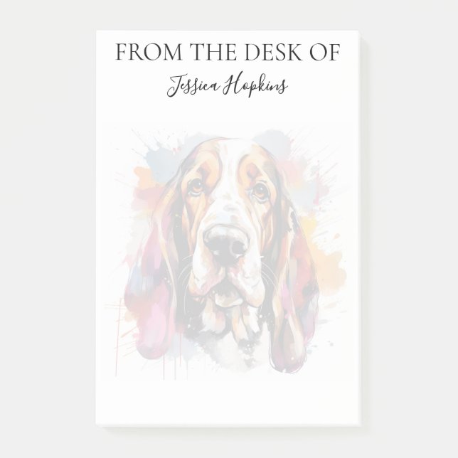 Basset Hound Lover Monogrammed Dog Post-it Klebezettel (Vorderseite)