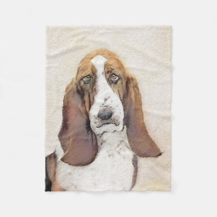 Basset Hound Malerei - Niedliche Original Hunde Ku Fleecedecke