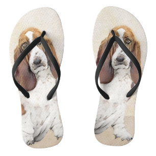 Basset Hound Malerei - Niedliche Original Hunde Ku Flip Flops