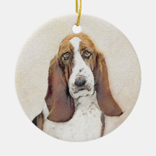 Basset Hound Malerei - Niedliche Original Hunde Ku Keramik Ornament