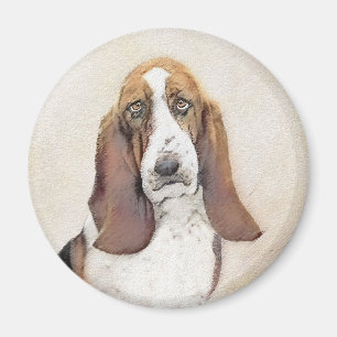 Basset Hound Malerei - Niedliche Original Hunde Ku Magnet