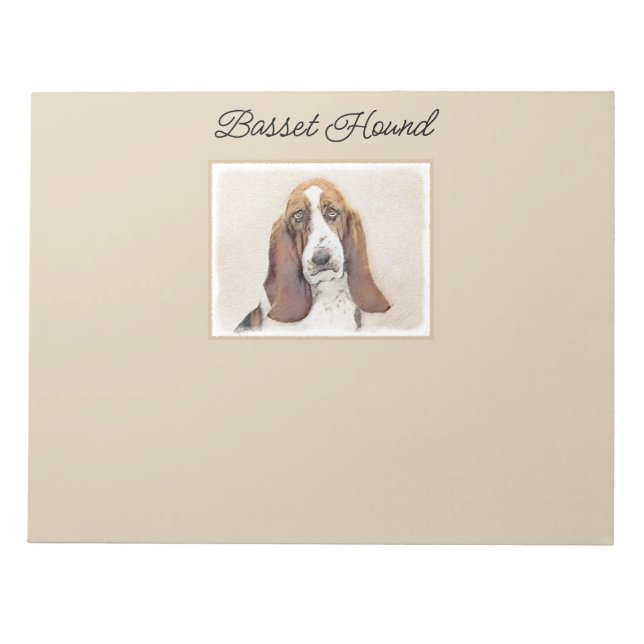 Basset Hound Malerei - Niedliche Original Hunde Ku Notizblock (Vorderseite)
