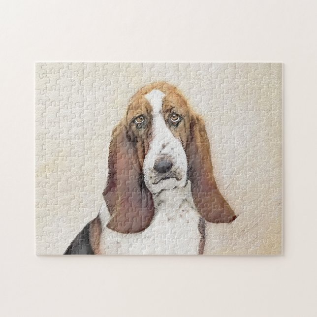 Basset Hound Malerei - Niedliche Original Hunde Ku Puzzle (Horizontal)