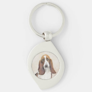 Basset Hound Malerei - Niedliche Original Hunde Ku Schlüsselanhänger