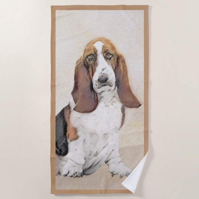 Basset Hound Malerei - Niedliche Original Hunde Ku Strandtuch (Vorderseite)