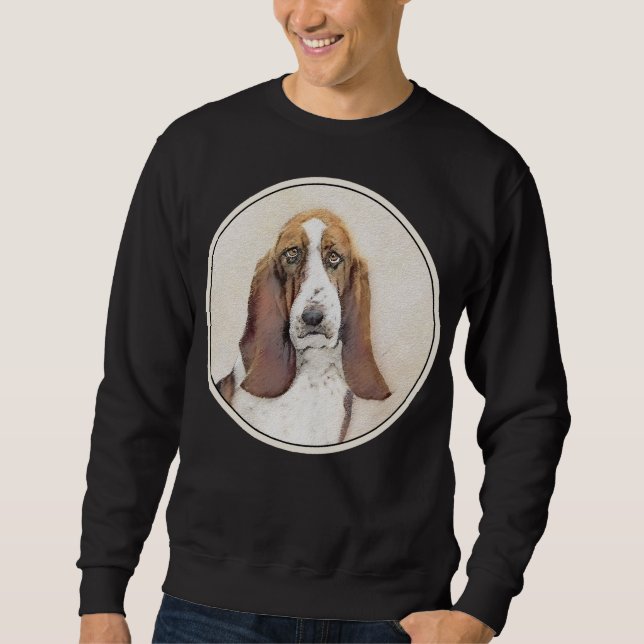Basset Hound Malerei - Niedliche Original Hunde Ku Sweatshirt (Vorderseite)