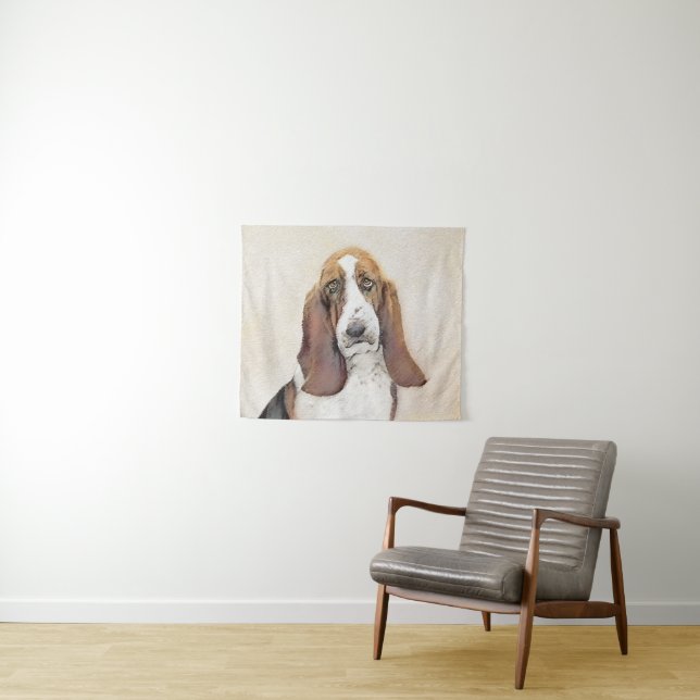 Basset Hound Malerei - Niedliche Original Hunde Ku Wandteppich (Beispiel (Horizontal))