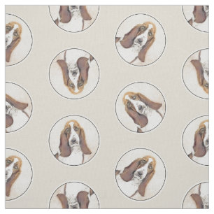 Basset Hound Malerei Tri Tri-color Niedlich Hunde  Stoff