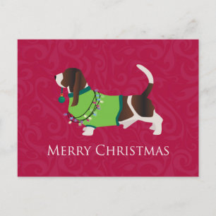 Basset Hound Merry Christmas Design Feiertagspostkarte