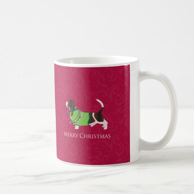 Basset Hound Merry Christmas Design Tasse (Rechts)