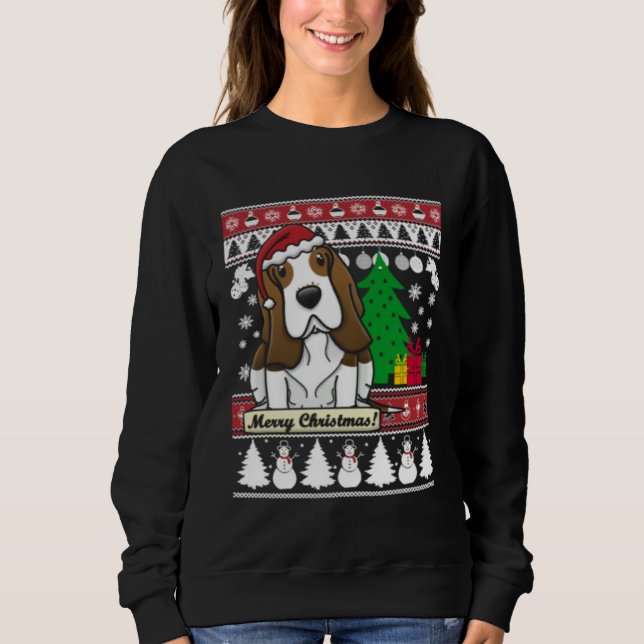 Basset Hound Merry Christmas Tree Dog Xmas Snow Sa Sweatshirt (Vorderseite)