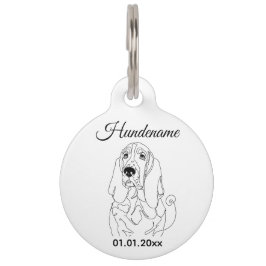 Basset Hound Minimalist Line Art Personalized Tag Haustiermarke