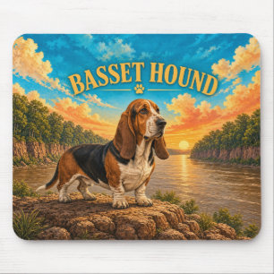 Basset Hound, Mississippi Bluff Vintage-Aquarell Mousepad