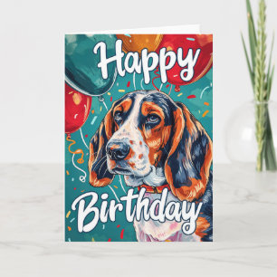 Basset Hound mit Balloons Geburtstag Karte