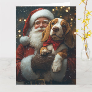 Basset Hound mit dem Weihnachtsmann Weihnachten Karte