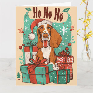 Basset Hound mit Geschenkboxen Weihnachten Karte