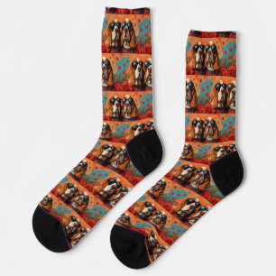 Basset Hound mit Herz Rosen Valentinstag  Socken